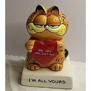 Vtg 1981 Garfield Ceramic Figurine Be My Valentine Heart I'm All Yours Enesco